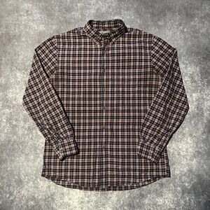 UNIQLO Plaid Button Down Shirt Long Sleeve Men L Black Blue Red Casual